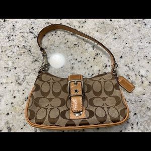 Coach signature logo, beige, small evening bag